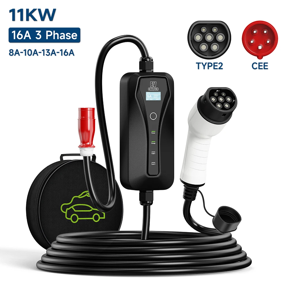 11KW 16A EV Charger Type 2 EVS - Type 2 Portable Ev Charger 11Kw Cee ulasan dan harga